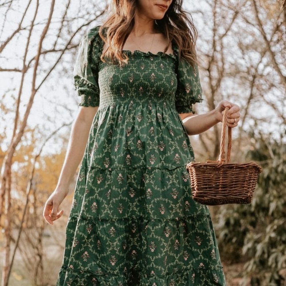 Hill House Home emerald green trellis Nesli dress